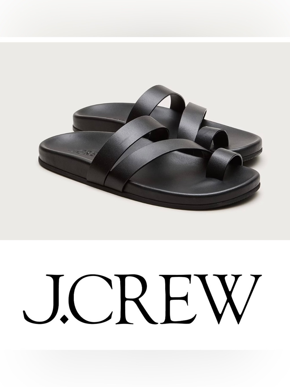 J. Crew Kira Toe Ring Sandal in Black Leather Size 9